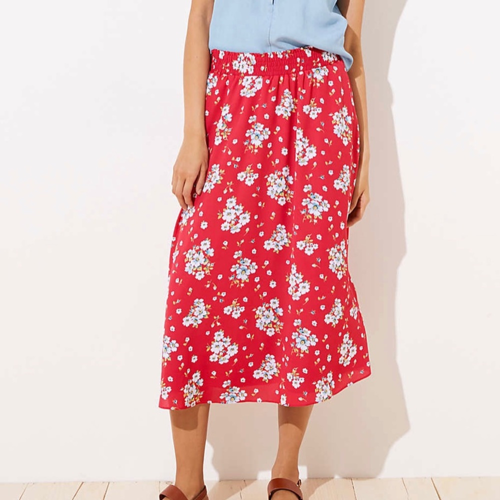 Loft stretch waist floral skirt